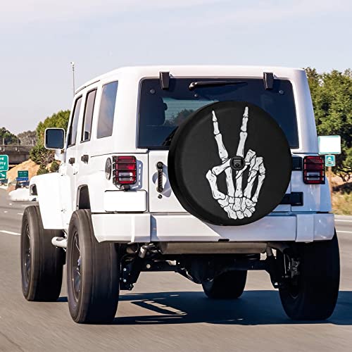 Image of Delerain Skeleton Hand Spare Tire Cover with Backup Camera Hole for RV Trailer SUV Truck and Many Vehicle, Wheel Covers Sun Protector Waterproof (15 Inch for Diameter 27 inch-29 inch)