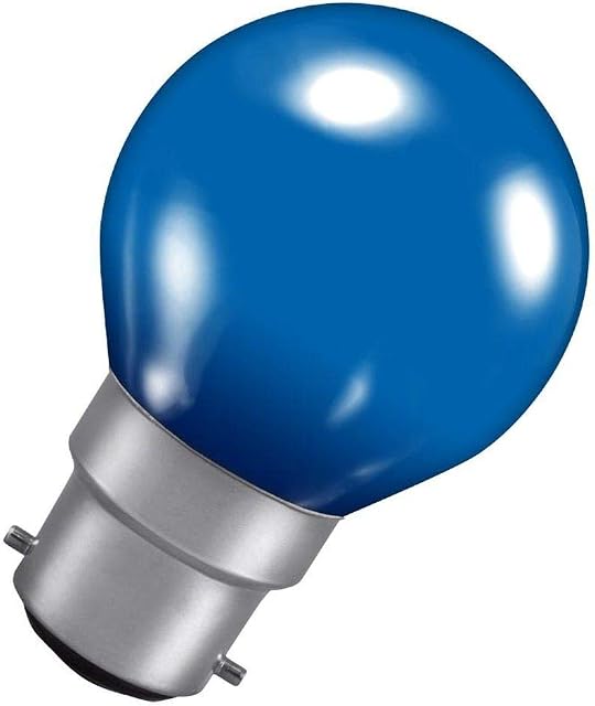 Crompton Lamps 15W Golfball BC-B22d Dimmable Colourglazed IP65 Blue 5lm BC Bayonet B22 Incandescent Round Coloured Outdoor External Festoon Light Bulb