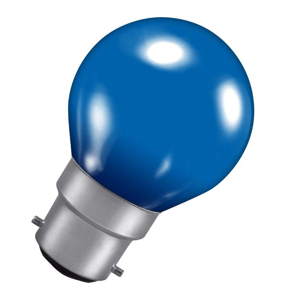 Crompton Lamps Blue 15W Golfball Bc-B22d Dimmable Colourglazed Ip65 5Lm Bc Bayonet B22 Incandescent Round Coloured Outdoor External Festoon Light Bulb