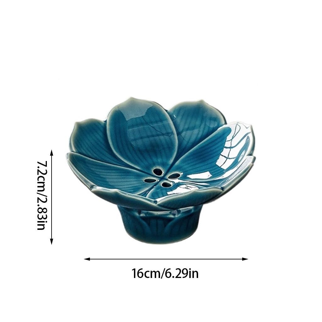 Talerz na owoce, kosz na owoce, taca na warzywa, ceramiczny talerz na owoce w stylu chińskim z funkcją odpływu, wysoki talerz w stylu retro, przekąska i suszone owoce, talerz na ow(B)
