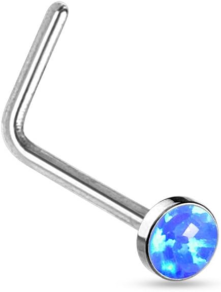 Pierced Owl Set of 4 Opal Flat Top L Bend Surgical Steel Nose Studs