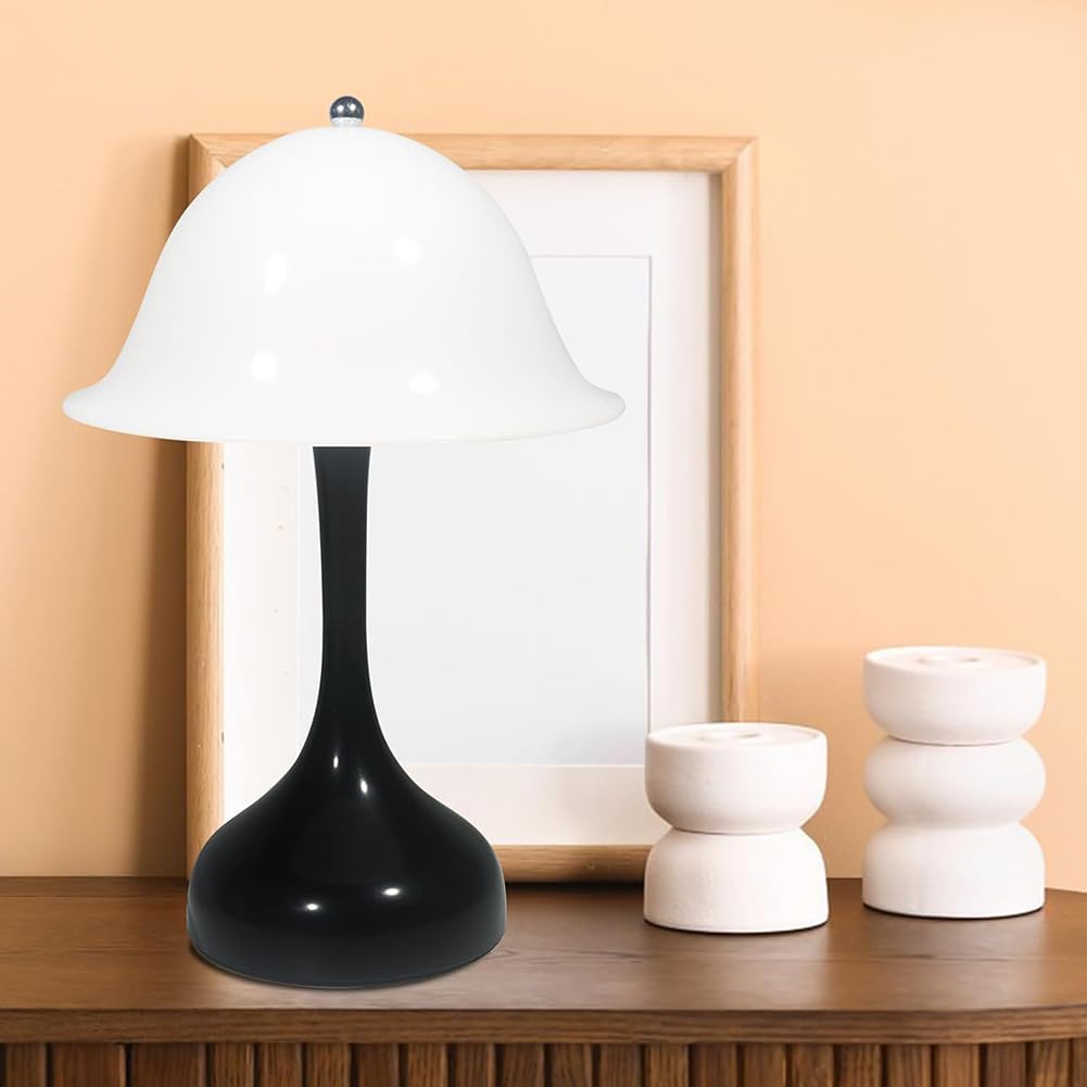 Lampa LED w kształcie grzyba, bezprzewodowa, dotykowa, ściemniana, ładowalna lampa stołowa z 3 temperaturami barwowymi, ładowana przez USB, lampka nocna na baterie do czytania
