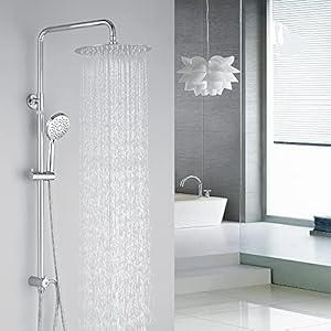 HOMELODY Duschsystem ohne armatur Regendusche Duschset Armatur Duscharmatur Set mit Kopfbrause 12 Zoll Duschkopf mit Schlauch Duschstange Höhenverstellbar