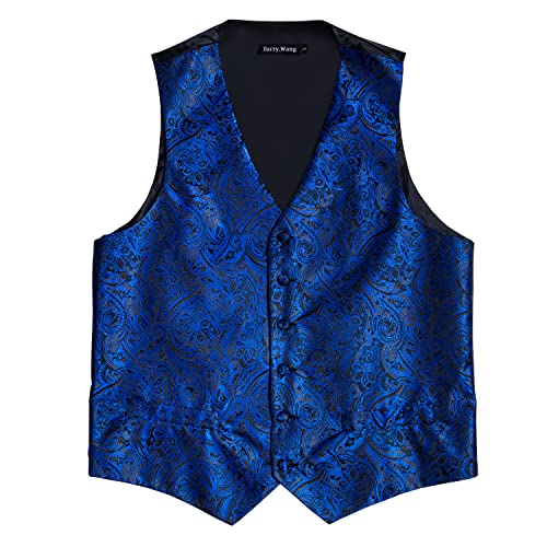 Image of Barry.Wang Mens Suit Vest Paisley /Flower Silk Jacquard Waistcoat Ties Set Formal /Leisure 5PCS