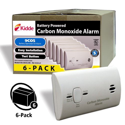 Kidde 21025788 Battery Operated Carbon Monoxide Detector Alarm | Model KN-COB-B-LPM, 6-Pack, 6 Pack