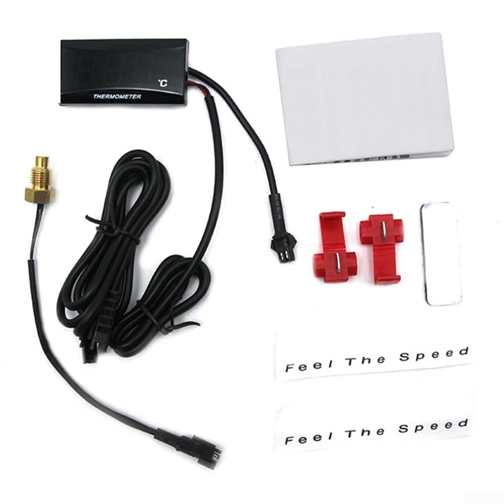 Jauge de température d'eau numérique pour moto avec capteur hygromètre pour véhicules DC 12 V, kit thermomètre étanche pour motos et voitures de course (18 mm)