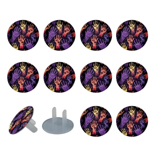 24 Packs Halloween Zombie Hand Child Proof Outlet Covers, Electrical Safety Socket Protection Caps for 2-Prong Power Wall Plates, Safe Secure Plugs Protector