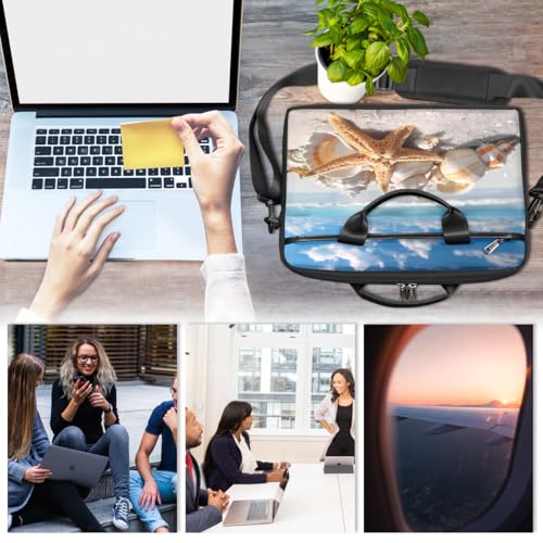 Funda para laptop de playa, arena y conchas marinas, funda delgada para laptop de 15 pulgadas, bolso informático con correa para hombro, maletín profesional para mujeres y hombres, bolso mensajero para trabajo, oficina y viajes miniatura 6