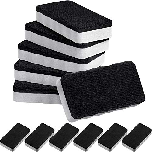 12 Pieces Dry Erase Erasers Magnetic Whiteboard Eraser Chalkboard Cleaners Wiper for Dry Erase Pens and Markers, Great for Home, School and Office, 4.13 x 2.16 x 0.78 Inch (Gray)