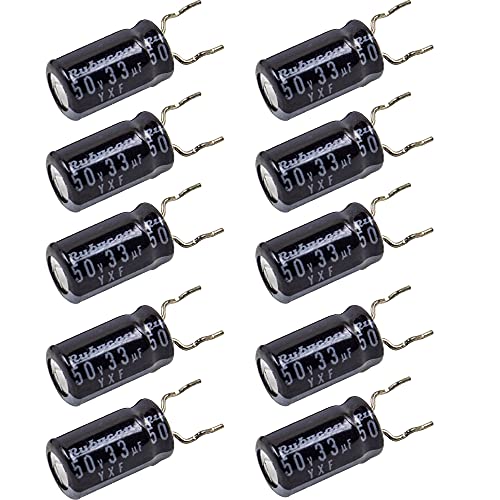 whiteeeen 10pcs 33uF 50v 6x12mm Aluminum Electrolytic Capacitors