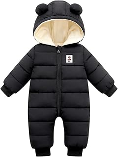 CHAOJIESI Unisex Baby Snowsuit Infant Cute Bear Hooded Winter Warm Flannel Lining Romper Price In India