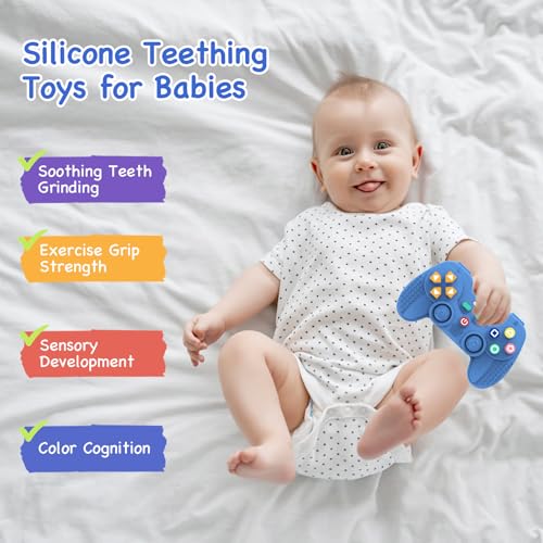 Image of Hooku Silicone Teething Toys for Babies 0-6 Months, Teethers for Babies 6-12 Months, Remote Teether for Baby, Sensory Toys for Babies, Baby Chew Toys