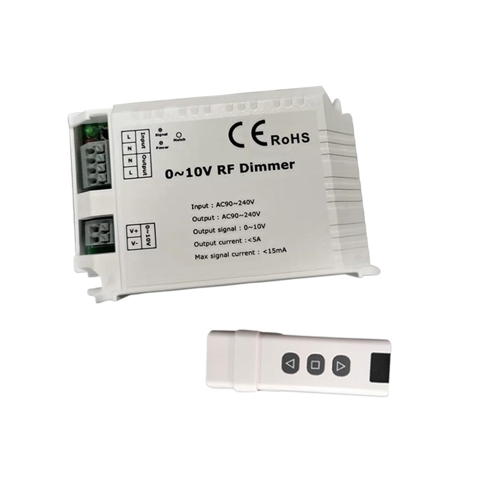 ZXAOMMBEA AC110V- 220V High Voltage LED RF Dimmer DM015 1 Channel 0-10V 1CH Trailing Edge Dimming 3 Keys with Remote