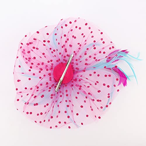Image of DRESHOW Fascinators Hat Flower Mesh Ribbons Feathers on a Headband and a Clip Tea Party Headwear for Girls and Women
