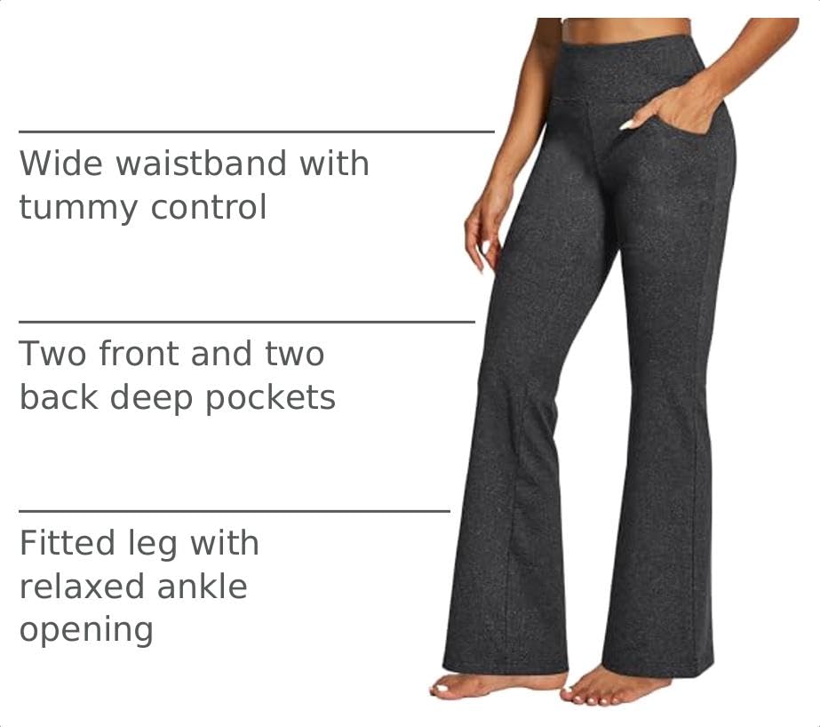 Image of Yoga Pants Women High Waist Workout Bootcut Flare Leggings with Pockets