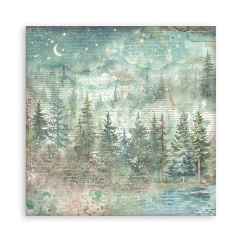 Stamperia - Scrapbook Paper Pad for Scrapbooks, Albums, Cards, Bullet Journals and More, Acid Free, Double-Sided, Perfect for Craft and Gifting (Herbarium Silvae Background Selection) (20.3 x 20.3cm)