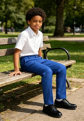 Image of DHTS Boys Dress Pants (Size 2-20 Years) Slim Fit Uniform Pants for Toddler & Teens