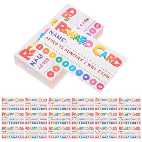 Tarjetas de recompensa perforadas herramientas de enseñanza en papel blanco para motivar estudiantes