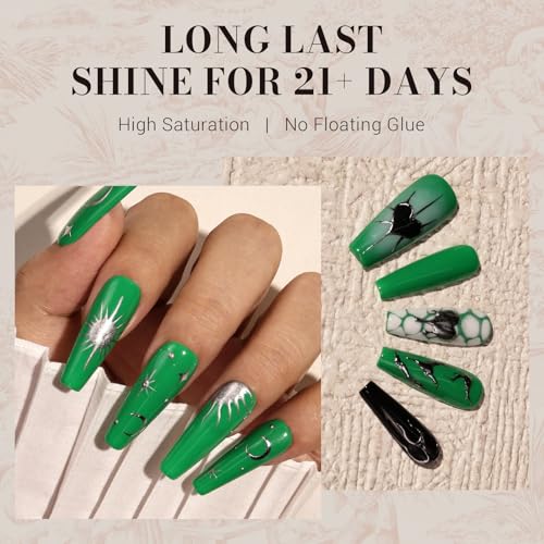 Image of MelodySusie Bright Parrot Green Gel Nail Polish, 0.5 Fl Oz Soak Off UV LED Nail Lamp Neon Green Gel Polish Gift for Women Art Manicure Salon DIY Design Decoration at Home-347