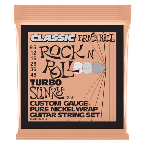 Image of Ernie Ball Turbo Slinky Classic Rock n Roll Pure Nickel Wrap Electric Guitar Strings 9.5-46 Gauge (P02256)