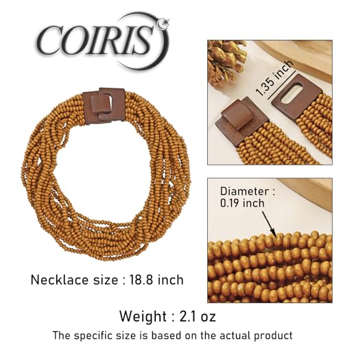 Coiris Beaded Strand Necklace for Women Boho Chunky Beaded Strand Necklace Bohemian Summer Beach Necklace Jewelry for Women(N0059-Black)4