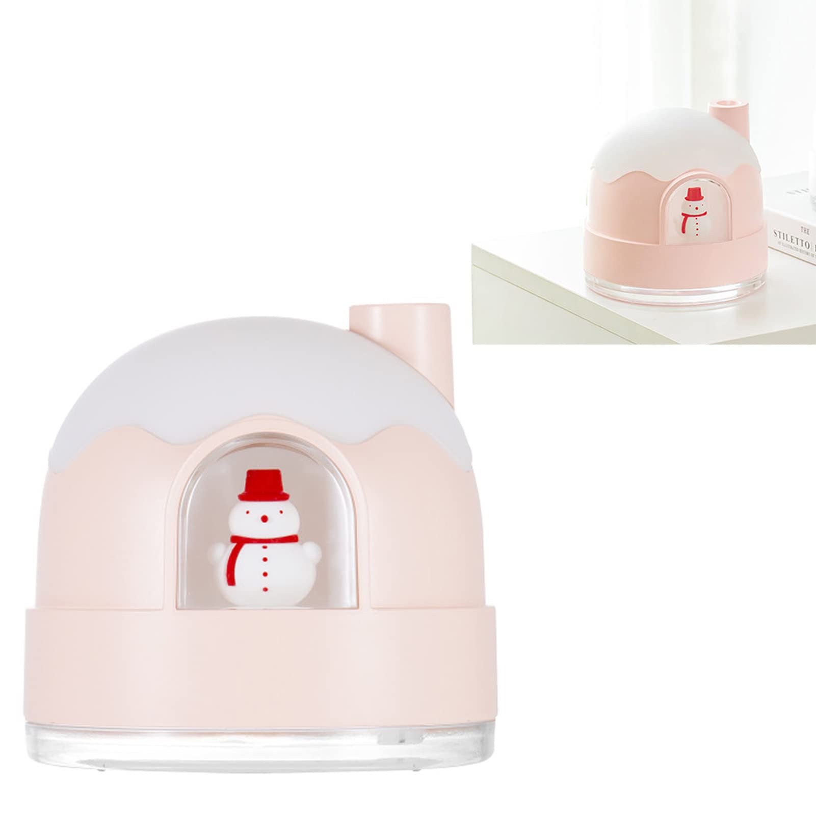Humidificador de niebla fría con luz nocturna, humidificadores ultrasónicos silenciosos for dormitorio, apagado automático, lindo diseño de casa de nieve, humidificadores for bebés, guardería, toda la