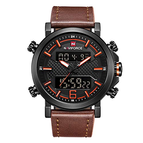 [Watches for Men] NAVIFORCE 9135 Mens Watch - Luxury Sports Military - Digital Dual Time Display - Casual Japanese Quartz Watches (03)