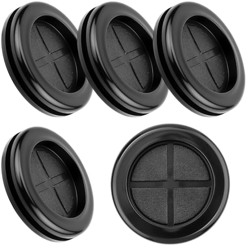 Nuts OT nuts Lot de 5 bouchons de carrosserie - 50 mm - Noir - En caoutchouc - Étanche - Ronds - Double-face - Pour protection des câbles - Connecteurs -...