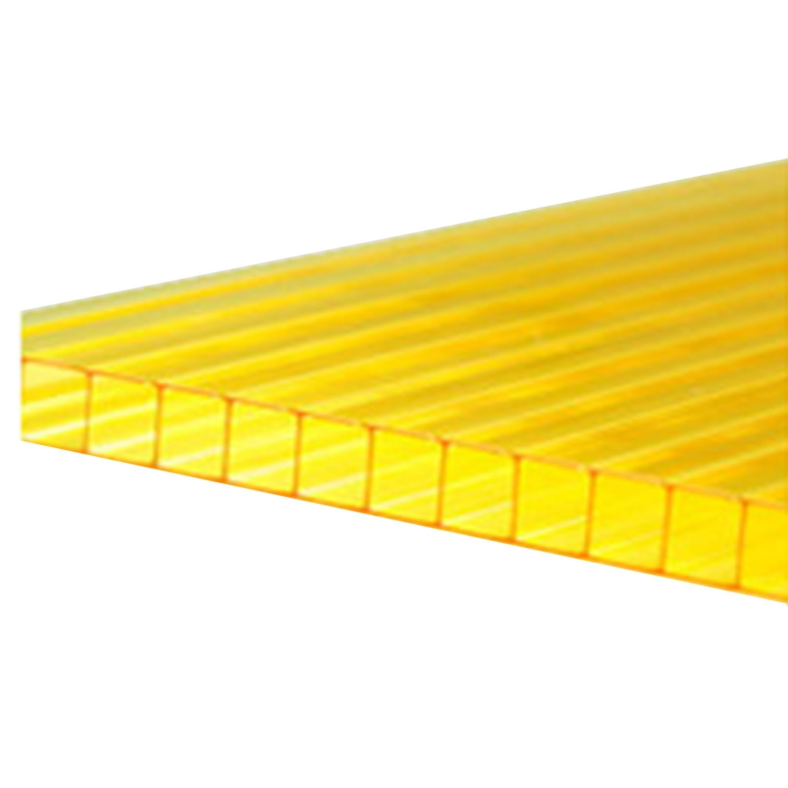 48-teiliges Set Doppelwandiger Polycarbonat-Gewächshauspaneele, Verstärkte Transparente Paneele, for Die Wetterfeste Abdeckung Von Garten Und Gewächshaus Im Freien(Yellow,50X50cm-10mm)