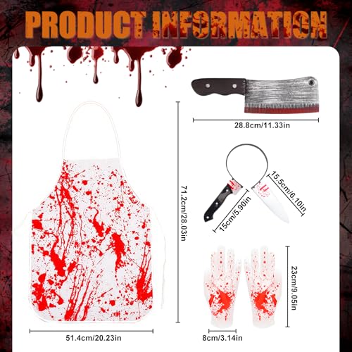 LPZMPZ Halloween Schlächter Metzger Kostüm Messer Haarband mit Blutige Schürze Halloween Butcher Schlachter Blut Metzgerkostüm Horror Haarreif Kleidungsset Herren Metzger Kostüm Set