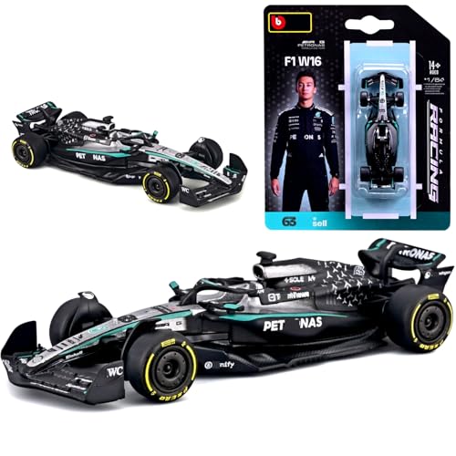 HTLNUZD 2025 New 1/64 F1 W16#63 Alloy Car Formula One for Russell Diecast Miniature Detailed Vehicle Collectible