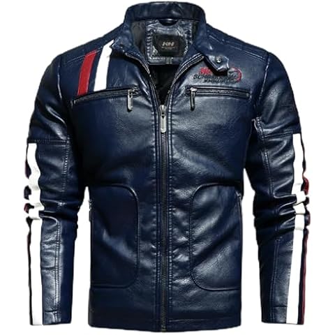 CZQGLYM Men's Winter Motorcycle Leather Jacket Warm PU Jacket Multi-Pocket Zipper Motorcycle Bomber Jacket Military Field Jacket Outerwear Cover