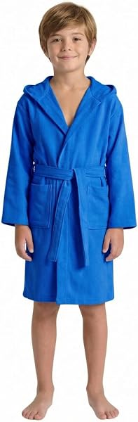 IRGE - Accappatoio in Microfibra per Bambini, 5-16 Anni, Fuxia, Blu Elettrico, Asciugatura Rapida, Salvaspazio, per Piscina e Viaggi - 1