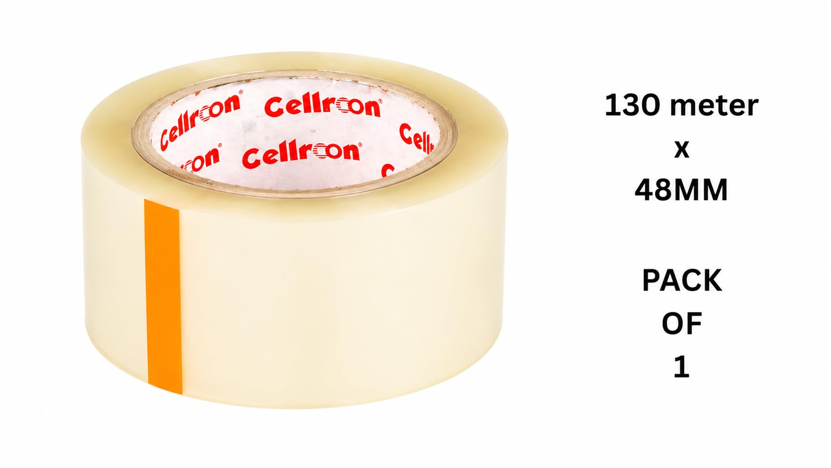 Cellroon Transparent Cello Tape For Packing (2 Inch / 130 Meter) Bopp Self Adhesive Tape Rolls, Packaging Tape For Home, Office, And Industrial Use (Pack of 1)