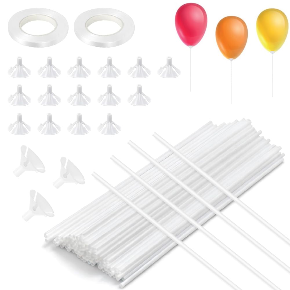 WEFHEF 100 Pezzi Bastoncini per Palloncini Riutilizzabili Bastoncini Porta Palloncini Supporto per Palloncini per Decorazioni di Compleanno Feste Matrimoni Centrotavola e Occasioni Speciali