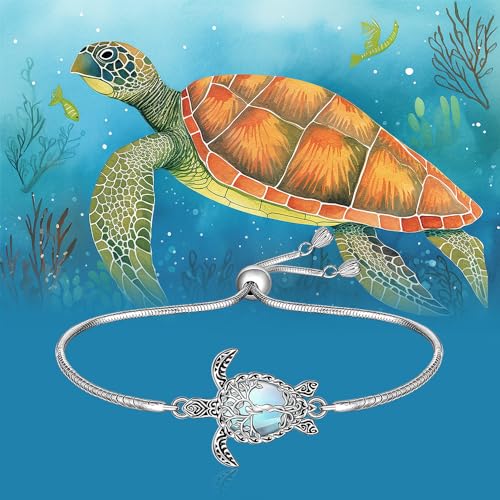 Turtle Bracelet Moonstone Tree of Life Sea Turtle Gifts for Women Sterling Silver Adjustable Beach Hawaiian Sea Jewelry Ocean Gifts3