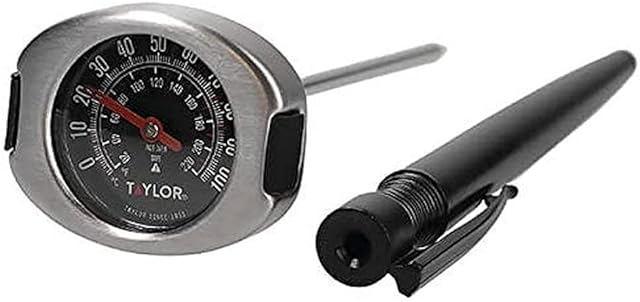 Taylor Pro Meat Thermometer Probe, Chef Kitchen Temperature Gauge with Protective Cover, Stainless Steel, 20°F to 220°F Range