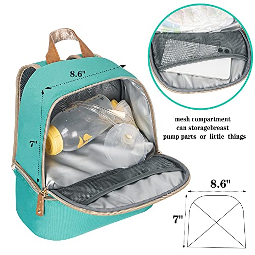 Breast Pump Bag Backpack - Cooler and Moistureproof Bag Double Layer for Mother Baby Bottle Breast Milk Pump Outdoor Working Backpack (Green)