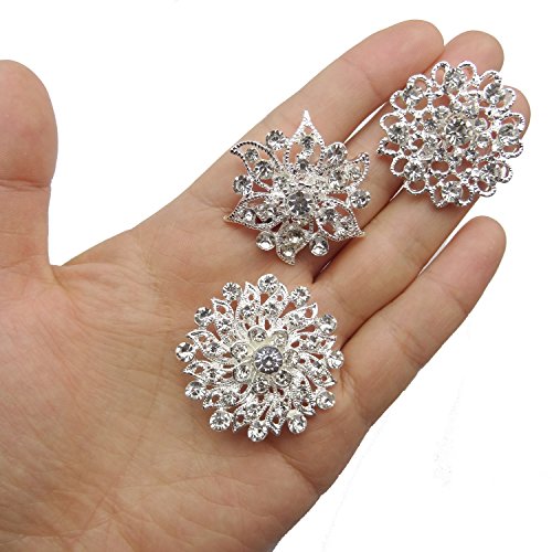 L'vow Silver Crystal Broaches Brooch Pins Wedding Brooches Bouquet Kit Pack Of 25Pcs #TOP1