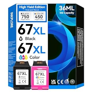 67XL Ink Cartridges Black Color Combo Pack, Compatible for HP Ink 67, Compatible for DeskJet 2855e 2755e 2700 2700e 2800e 4155e 4255e 2734e 4100 2827e 4100e 4227e Envy 6055e 6000 6400 6455e Printer