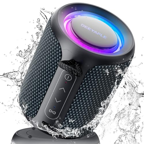 Image of Deeyaple Portable Bluetooth Speaker, IP67 Waterproof Mini Bluetooth Speaker Wireless V5.3 with Stereo Sound,All Day,TWS Pairing,LED Light,Gift for him /her (Blue Black)