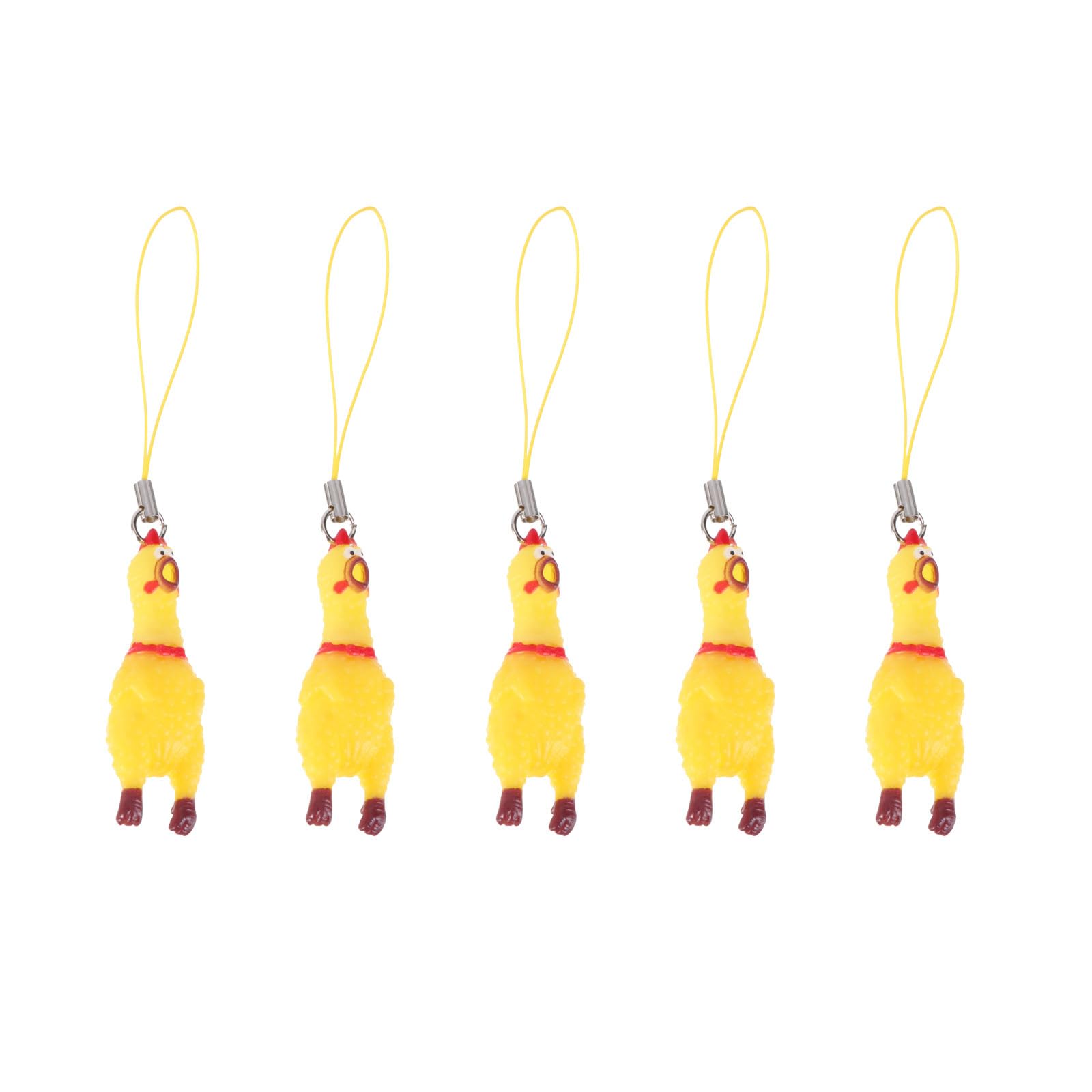 5 Pack Mini Squeeze Chicken Keychain with Screaming Sound Funny Yellow Pendant for Keys Bags Phones Stress Relief Toy