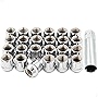 Wheel Accessories Parts Chrome Lug Nut Kit Set of 32 14x1.5 Lug Nuts Spline Open End Bulge Acorn M14 x 1.50 Thread 1.00'(25.4mm) Length Wheel Lug Nuts with Key, fits Silverado, GMC, Ford, Chevy