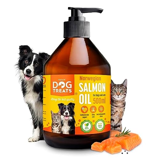 Aceite de Salmón para Perros Puro 100% Natural con Ácidos Grasos Omega 3, 6, 9 Suplemento de Aceite de Pescado, 500ml