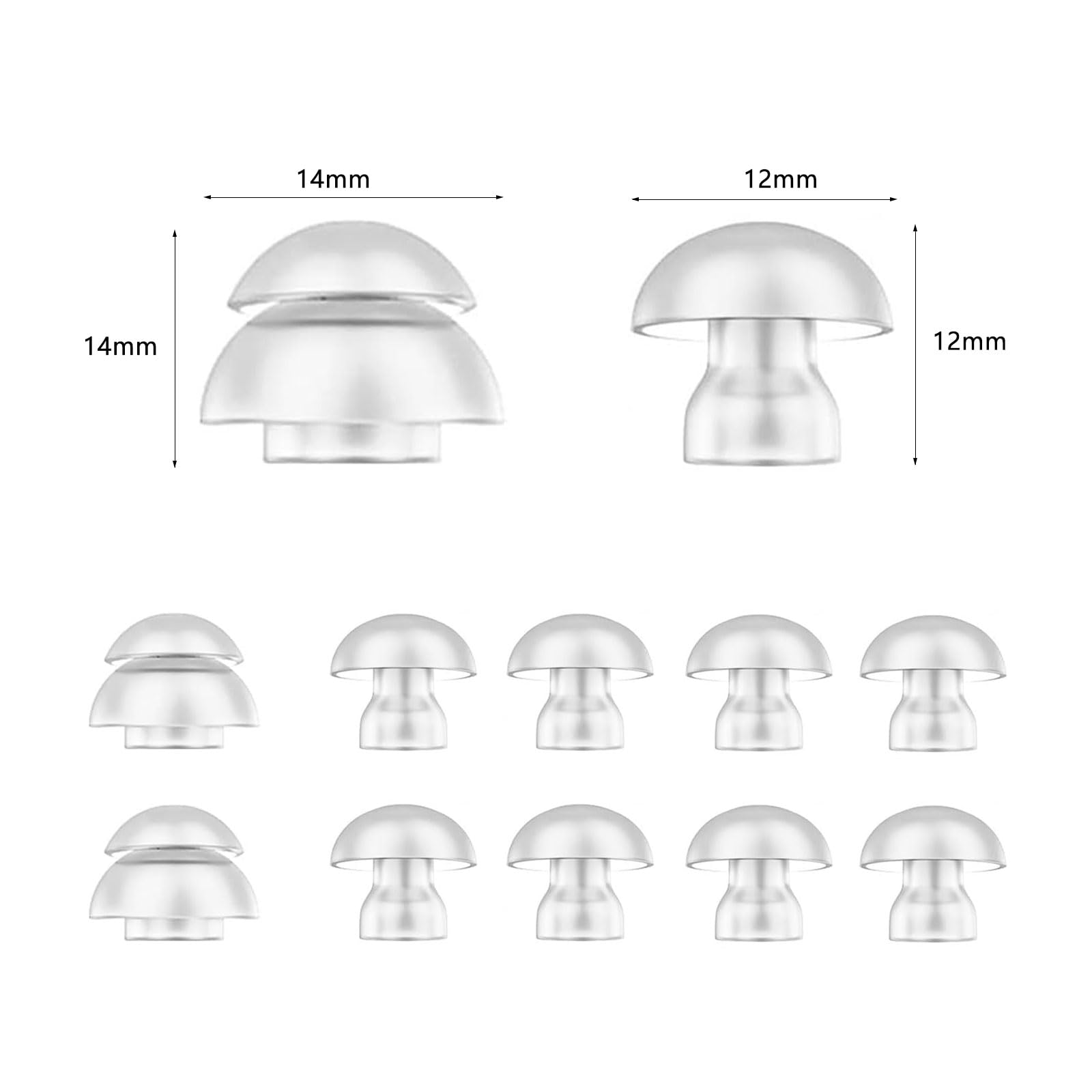 Xiciki Hearing Aid Domes with Tubes, 15 Pack Silicone Ear Tips, 12mm/14mm Replacement, Hearing Aids Parts, Hearing Aid Domes, Hearing Aids Accessories, Includes Cleaning Tool - Image 2