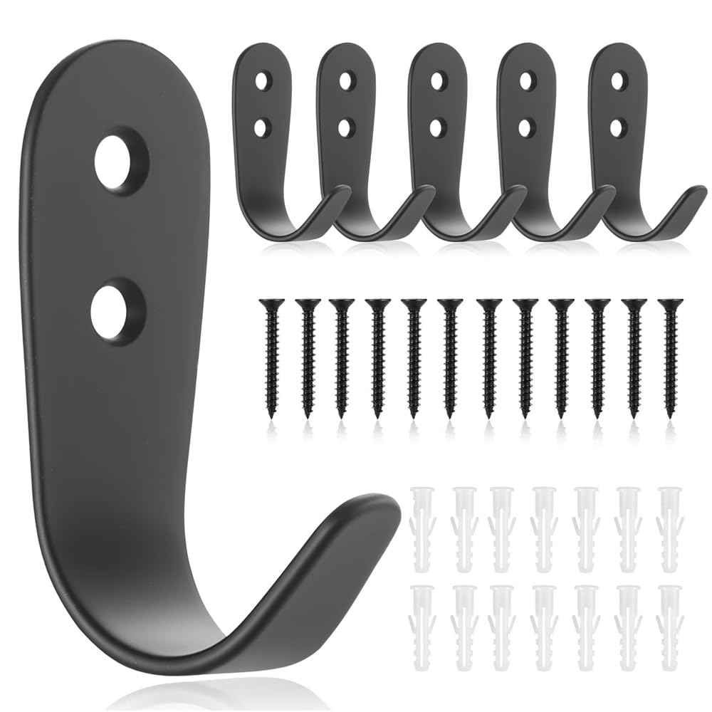 Set di 4 portasciugamani da parete in acciaio inox nero