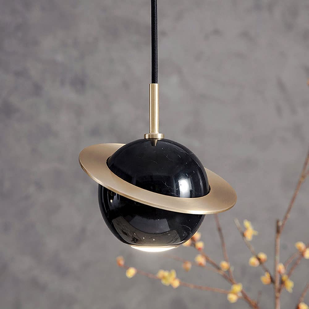 Iluminación colgante de mármol estilo nórdico con halo dorado