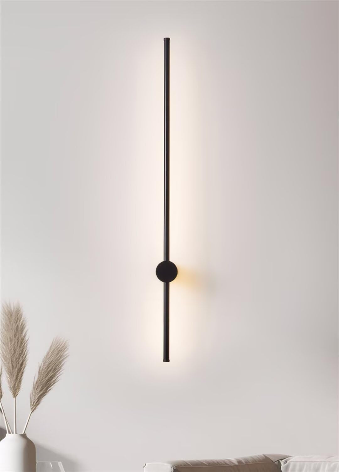 DESHOME Lineare Wandleuchte 120cm Lang Indirekte Wandbeleuchtung Innen Schwarz LED Modern Dimmbar Wandlampe Wohnzimmer 360° Drehbare Flurlampe für Schlafzimmer Bett Flur Treppenhaus