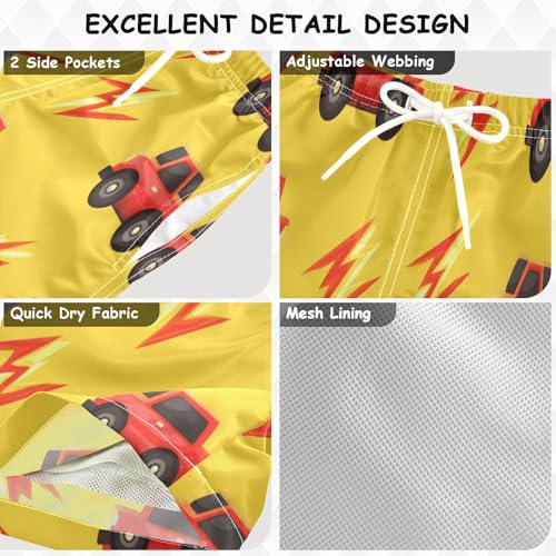 Boys Beach Board Shorts Red Lightning Car Swim Trunk Teen Swimwear 8-16Y3