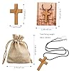 Enkrio Natural Wood Cross Pendant Necklace Tapered Wooden Cross Necklace with Adjustable Leather Cord Religious Jewelry for Men Women (Right Angle) #1